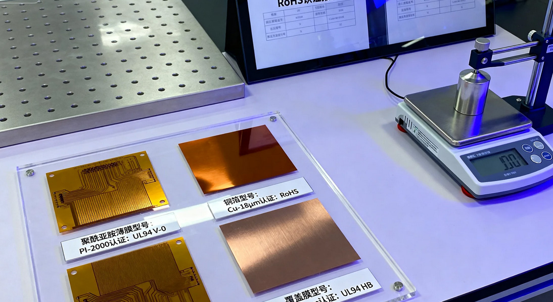 FPC基材材料展示，包含不同类型的线路板原料